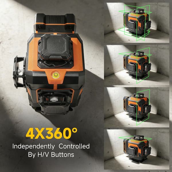 MYWISH 150 ft. Green Beam 360° Cross-Line Laser Level with Pulse