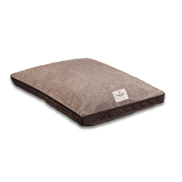 Happy Tails 40 in. x 30 in. Piping Chocolate Quilted Microsuede Pet Bed