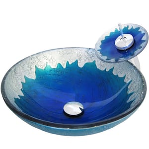 Vessel Sink in Blue with Faucet in Chrome