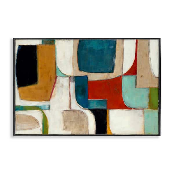 Abstract Cubism Shapes by Kippi Leonard Black Framed Abstract Giclee Art Print 20 in. x 30 in.