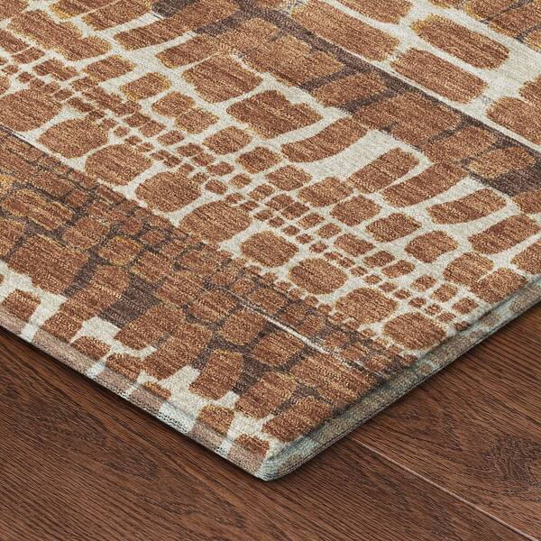 Mayfield Premium Machine Washable Abstract AMF2540 Paprika 3 ft. x 4 ft. Area Rug