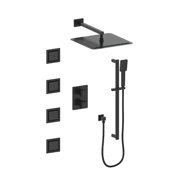 ZLINE Kitchen and Bath ZLINE Crystal Bay Thermostatic Shower System in Matte Black