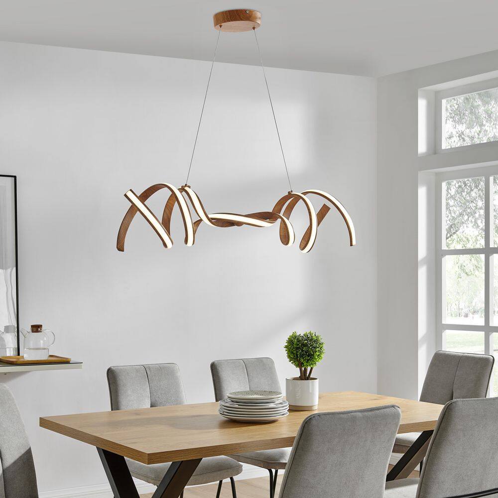 Munich 36" Wood and Aluminum LED Chandelier