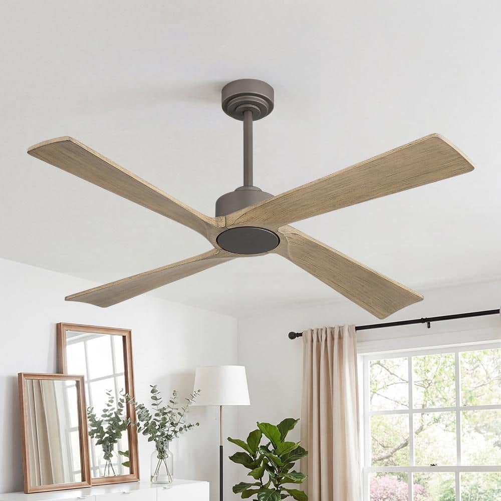 54 in. 4-Soild Wood Blades Indoor Standard Ceiling Fan with Remote Down-Rod Mount, Charcoal Grey price history on PriceWatchPro