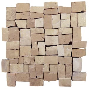 Block Tile Tan 11 in. x 11 in. x 9.5 mm Mesh-Mounted Mosaic Tile (9.28 sq. ft. / case)