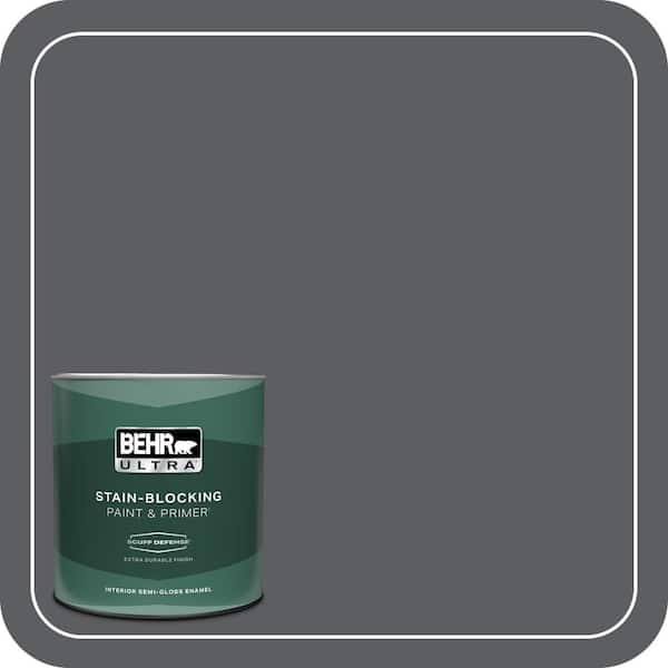 BEHR ULTRA 1 qt. #N500-6 Graphic Charcoal Extra Durable Semi-Gloss Enamel Interior Paint & Primer