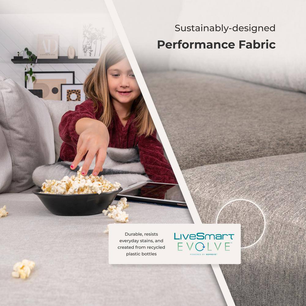Pebble Dark Gray Fabric Lawson Sofa with Reversible Cushions