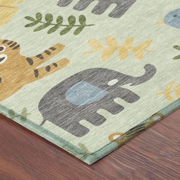Chantille Machine Washable Indoor/Outdoor Abstract ACN2578 Mint 3 ft. x 5 ft. Area Rug
