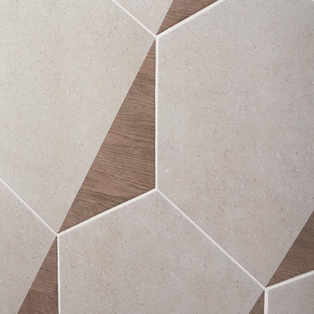 Taupe and Wood Look Hexagon Porcelain Wall & Floor Tile