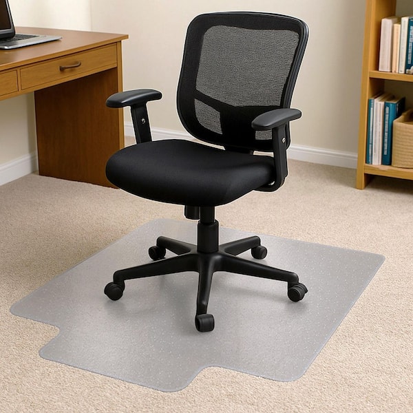 Cleartex TrYlok Vinyl Lipped Indoor Chair Mat for Low Pile Carpets up to 1/4"-45" x 53"