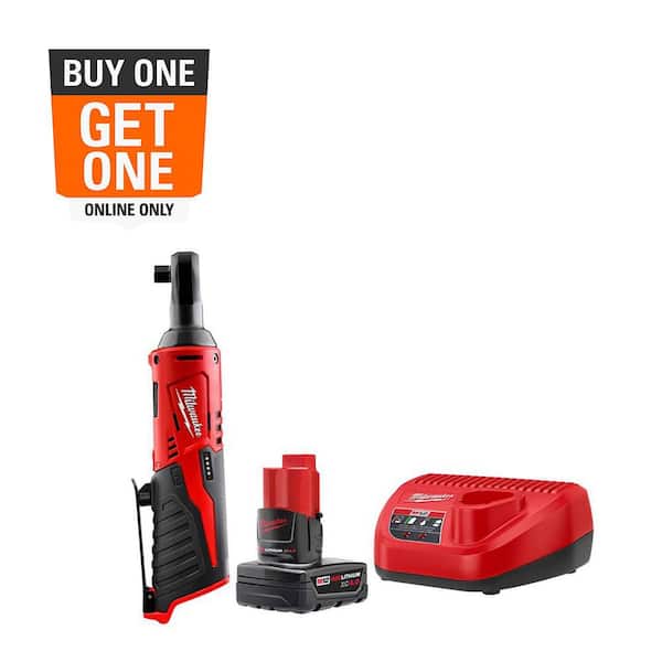 M12 12V Lithium-Ion Cordless 3/8 in. Ratchet with M12 4.0 Ah Starter Kit