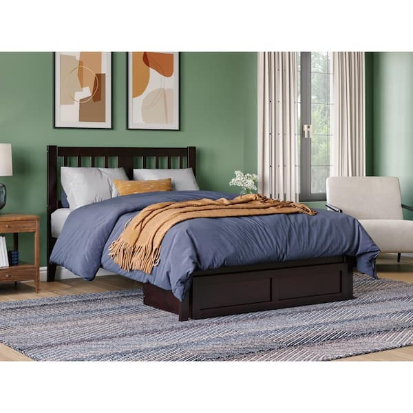 AFI Tahoe Espresso Full Solid Wood Storage Platform Bed with Foot Drawer