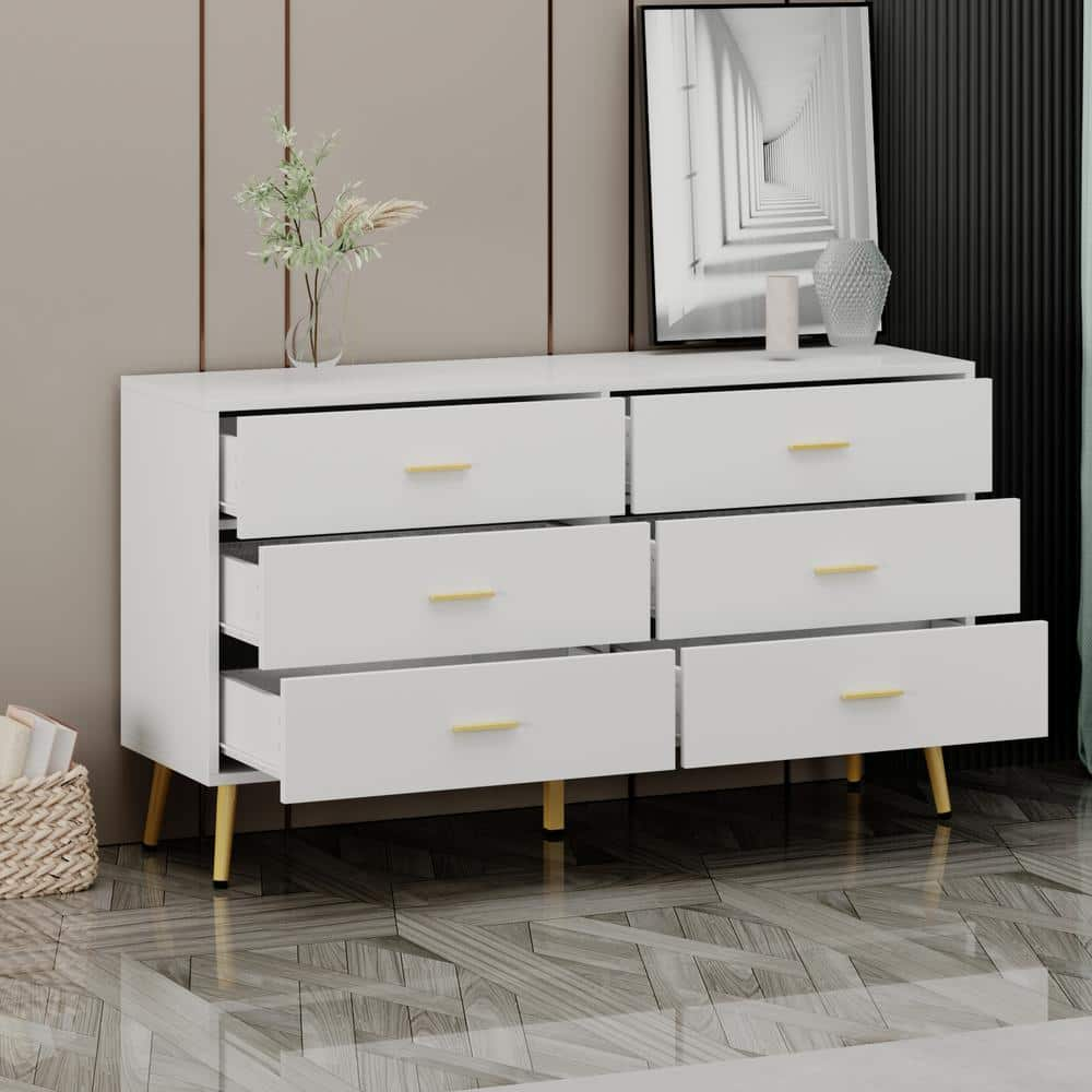 FUFU&GAGA 6-Drawers Wood Chest of Drawer Accent Storage Cabinet ...