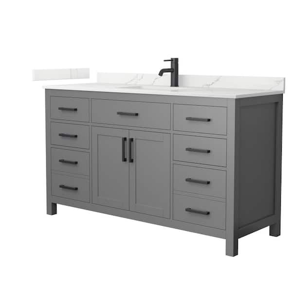 Wyndham Collection Beckett 60 in. Single Freestanding Dark Gray Bath Vanity with Giotto Quartz Top (Assembled)