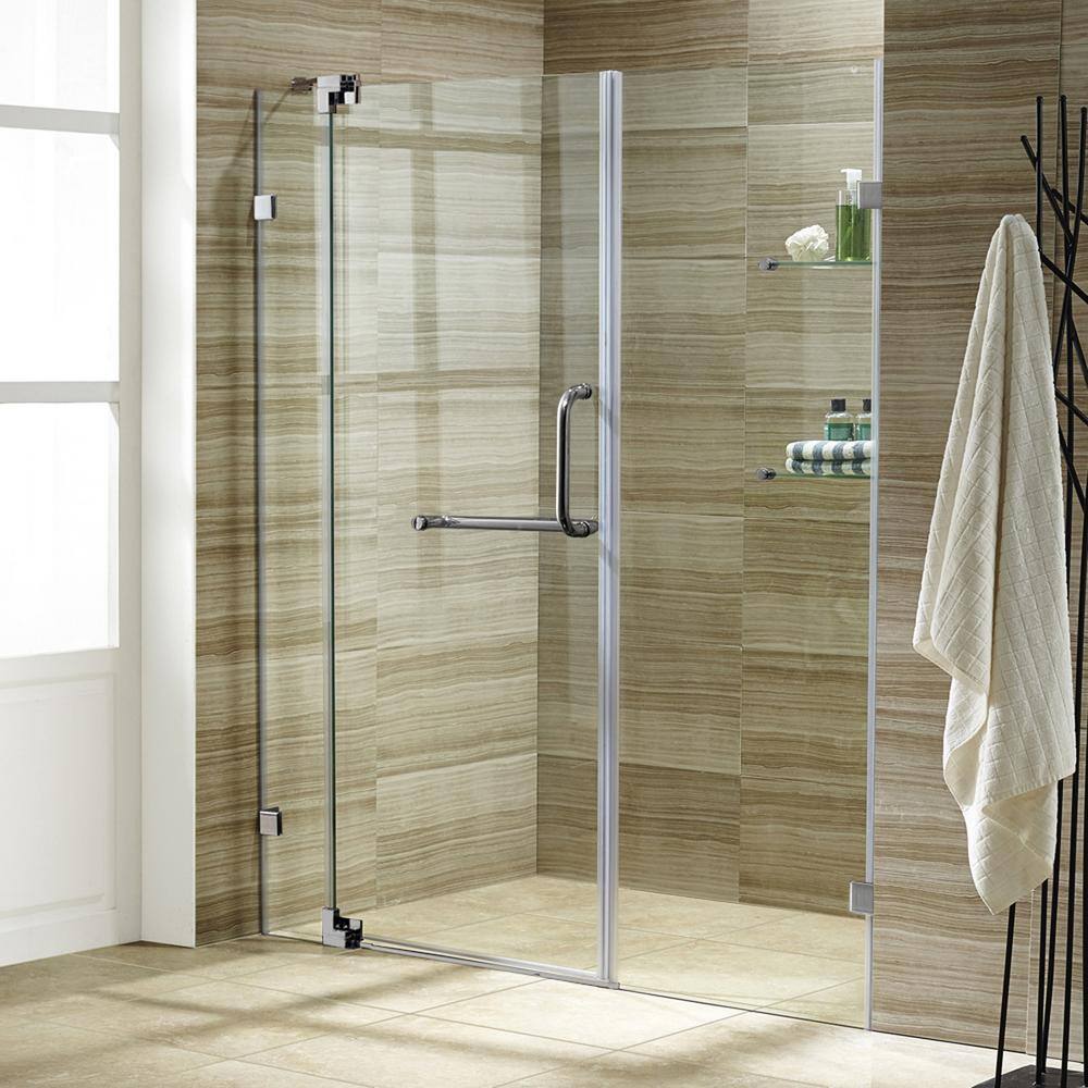 Pirouette 60" Frameless Shower Door with Clear Glass and Nickel Hardware