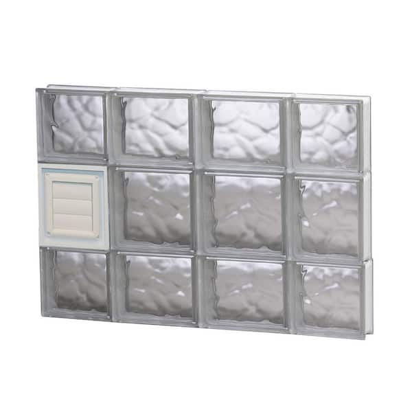 Clearly Secure 27 in. x 19.25 in. x 3.125 in. Frameless Wave Pattern Glass Block Window with Dryer Vent