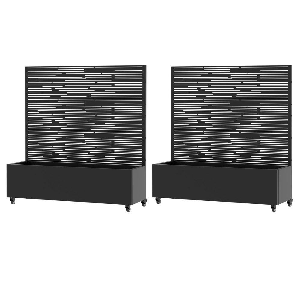 47 in. H x 47 in. W Black Metal Planter Box with Galvanized Trellis& Wheels and Drainage Holes，2-Piece Set price history on PriceWatchPro