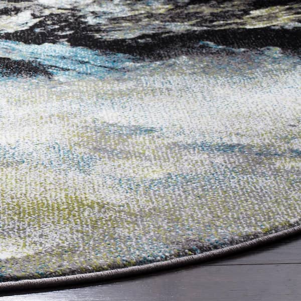 Glacier 8 ft. x 8 ft. Round Blue/Multi Abstract Area Rug