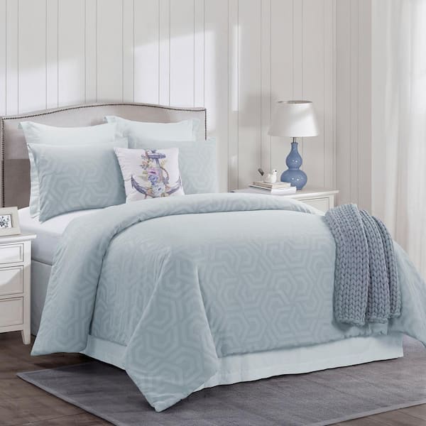 DONNA SHARP Seville 3-Piece Blue Cotton Queen Comforter Set