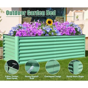 6 ft. x 3 ft. x 2 ft. Green Galvanized Steel Rectangular Outdoor Raised Garden Bed