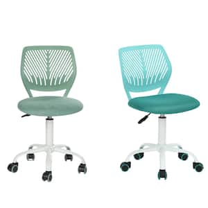 Carnation Mesh Ergonomic Swivel Task Chair Set of 2 in Aqua Turquoise with Adjustable Height and Back for Teens