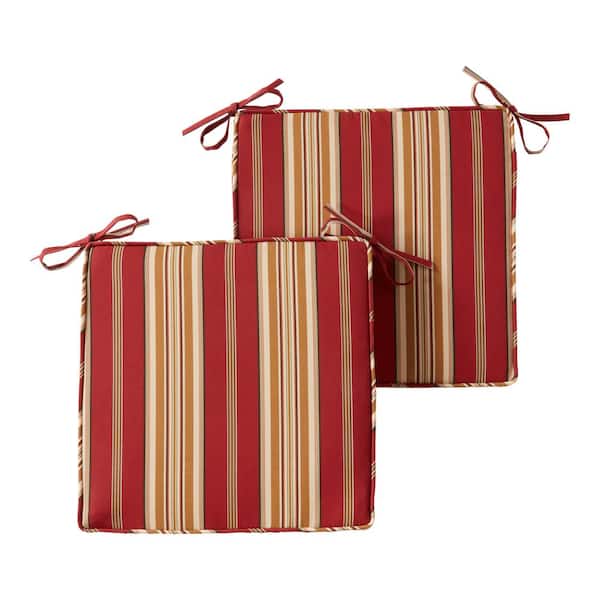 Greendale Home Fashions 18 in. x 18 in. Roma Stripe Square Outdoor Seat Cushion (2-Pack)