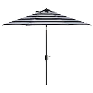 Iris 9 ft. Aluminum Market Auto Tilt Patio Umbrella in Navy/White