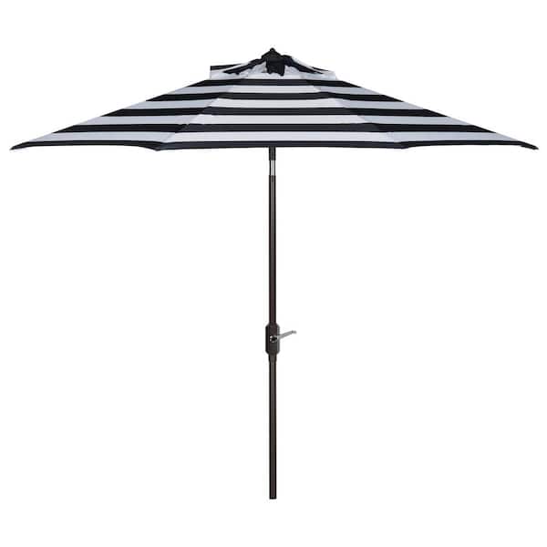Iris 9 ft. Aluminum Market Auto Tilt Patio Umbrella in Navy/White