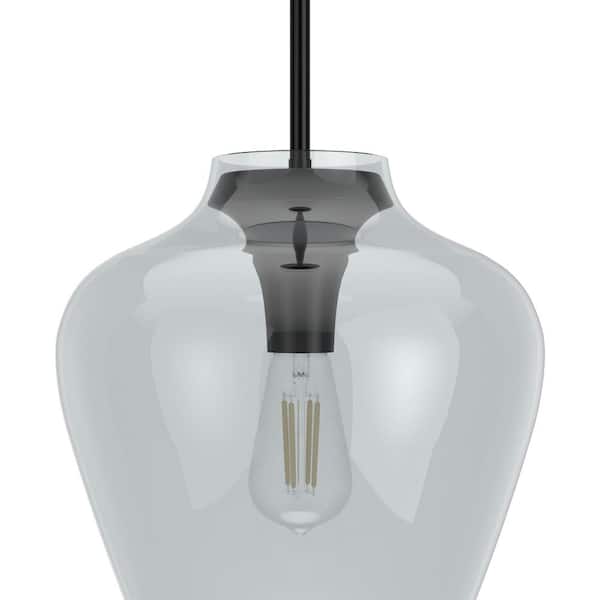 Hunter - Vidria 1 Light Matte Black Pendant with Smoked Glass Shade Kitchen Light