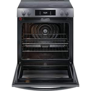 Gallery 30 in. 6.2 cu. ft. 5 Burner Element Slide-In Electric Range w/ Total Convection & Air Fry, Black Stainless Steel