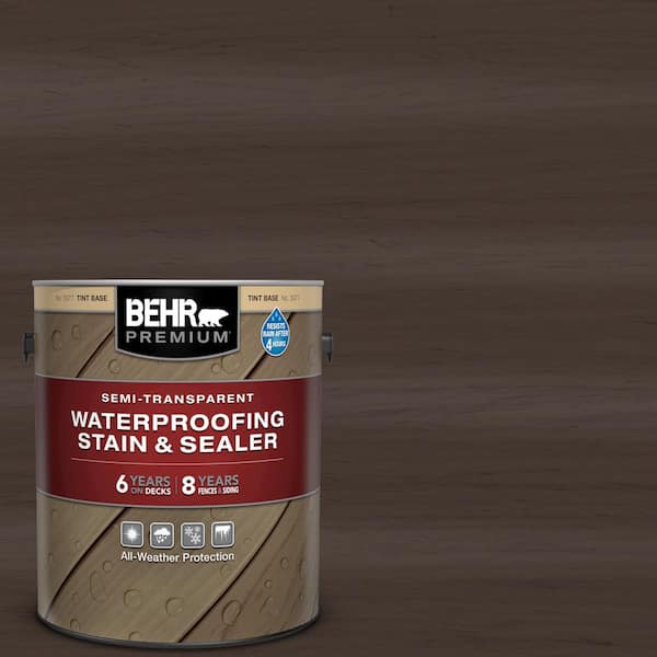 BEHR PREMIUM 1 gal. #ST-103 Coffee Semi-Transparent Waterproofing Exterior Wood Stain and Sealer