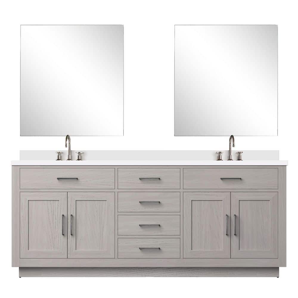 Condor 80 in. W x 22 in. D White Oak Double Bath Vanity with White Quartz Top, 30 in. Mirrors and Faucet Set price history on PriceWatchPro