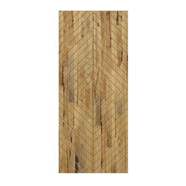 CALHOME 36 in. x 96 in. Hollow Core Weather Oak Stained Pine Wood Interior Door Slab