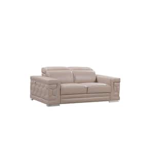 Charlie 71 in. Beige Solid Leather 2-Seater Standard Loveseat