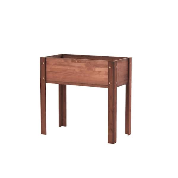 31 in. Coffee Solid Wood Raised Garden Bed with Legs, Elevated Planter Box for Outdoor Plants Flowers Fruits