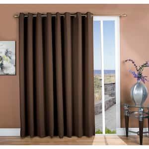 Espresso Polyester Solid 112 in. W x 84 in. L Grommet Blackout Curtain