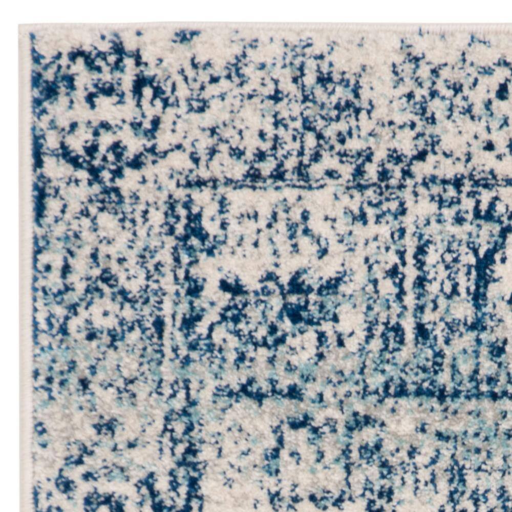 Ivory and Blue Rectangular Synthetic Easy Care Accent Rug