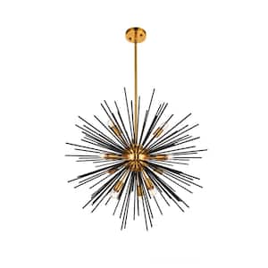 Timeless Home Dustin 26 in. W x 26 in. H 10-Light Light Antique Brass and Flat Black Pendant