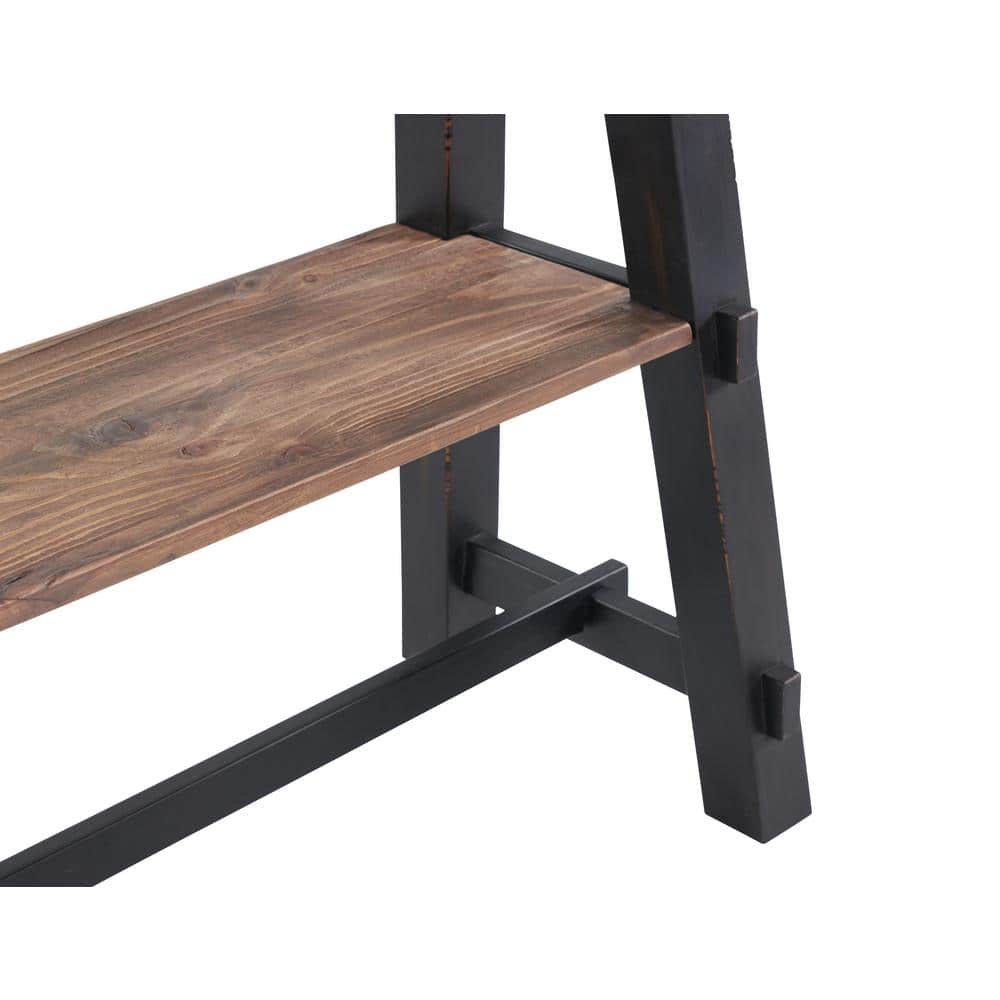 Adam 51'' Distressed Black Solid Wood Console Table with Shelf