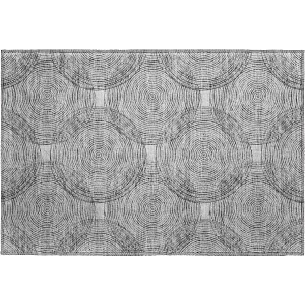 Mayfield Premium Machine Washable Abstract AMF2534 Silver 3 ft. x 4 ft. Area Rug