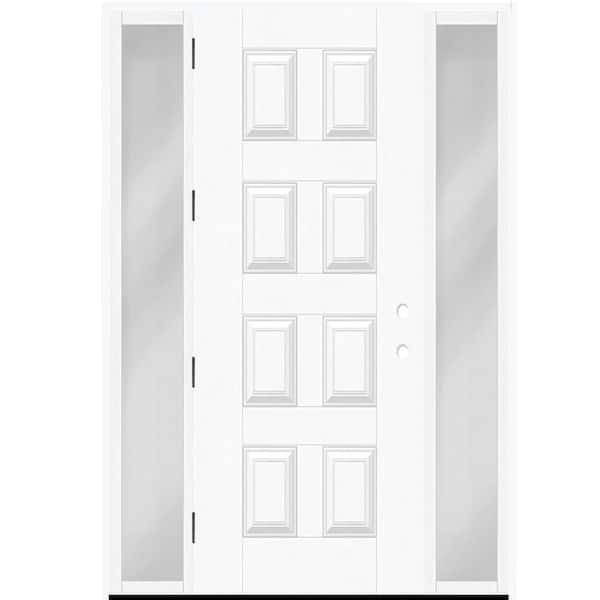 Regency 70 in. x 96 in. 8-Panel RHOS Unfinished Mahogany Fiberglass Prehung Front Door w/12 in. SLs w/ 4-9/16 Jamb