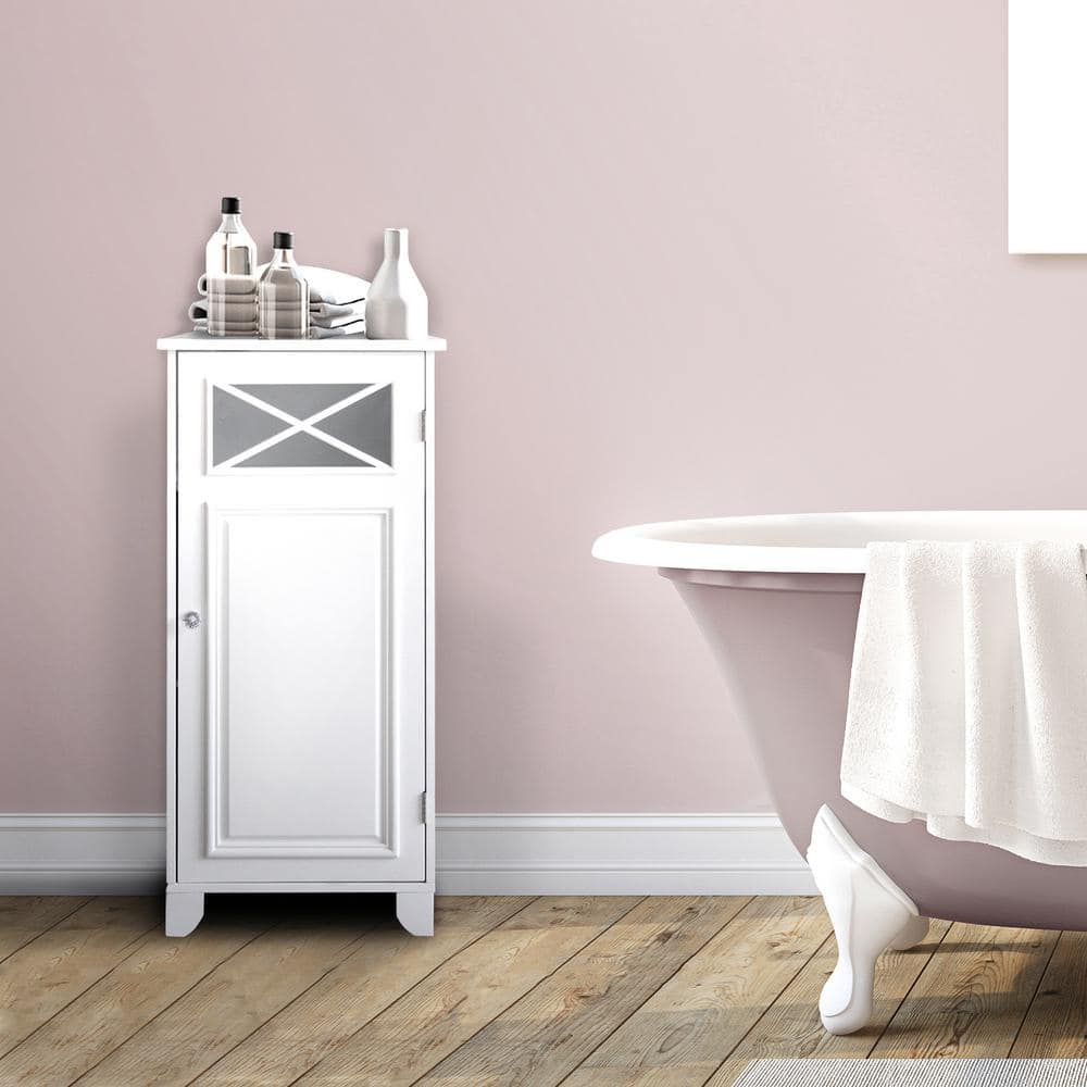 Dawson White Adjustable Shelf Elegant Floor Cabinet