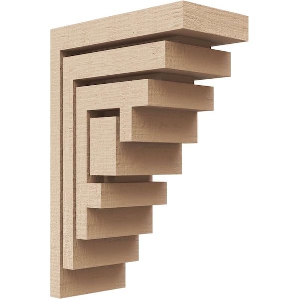 Ekena Millwork 2 in. x 6 in. x 4 in. Series 2 Classic Landon Rough Cedar Woodgrain Timberthane Polyurethane Corbel, Primed Tan