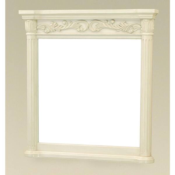 Pegasus Estates 38 in. x 36 in. Framed Wall Mirror in Antique Bisque-DISCONTINUED