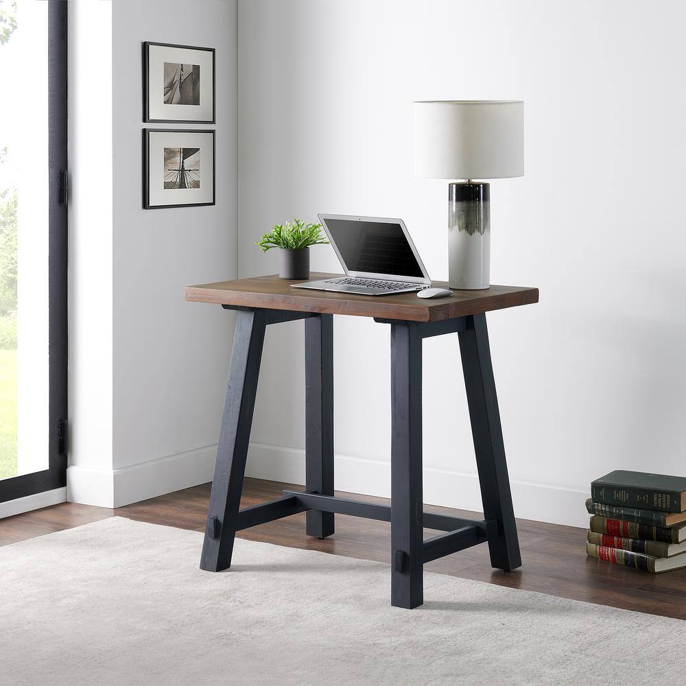 Adam 36" Black Solid Pine Wood Desk with Sawhorse Legs