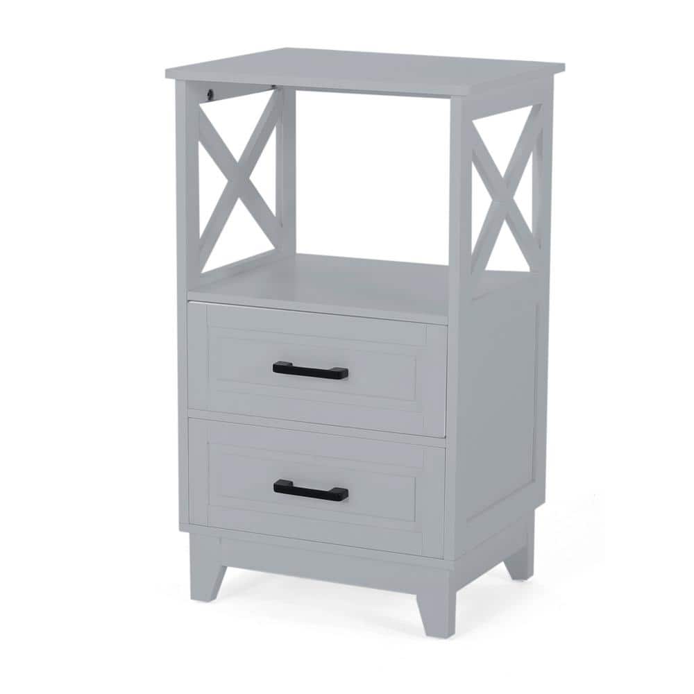 18 in. W x 14 in. D x 30 in. H Gray Wood 2-Drawer Linen Cabinet, Nightstand with Storage Shelf for Bathroom Bedroom price history on PriceWatchPro