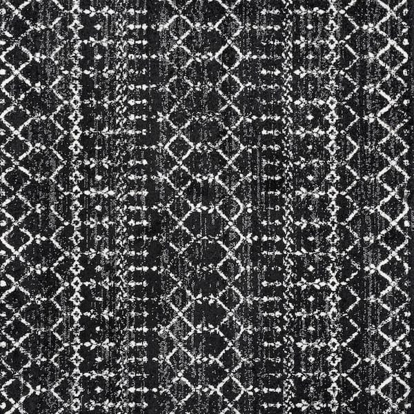 Moroccan HYPE Boho Vintage Diamond Black/Ivory 4 ft. Square Area Rug