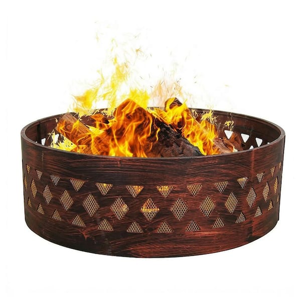 Sunnydaze 36 in. Dia Round Steel Crossweave Wood Burning Campfire