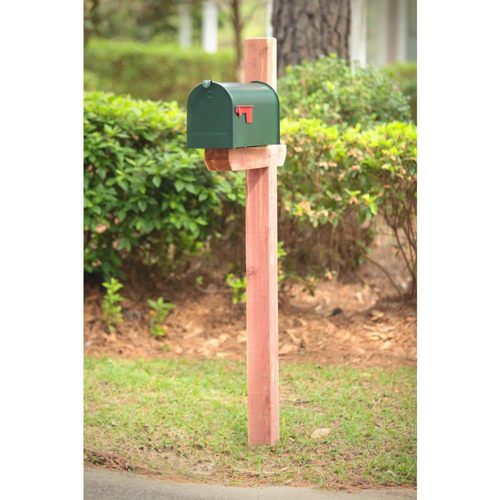 Medium Green Galvanized Steel Lockable Post Mount Mailbox