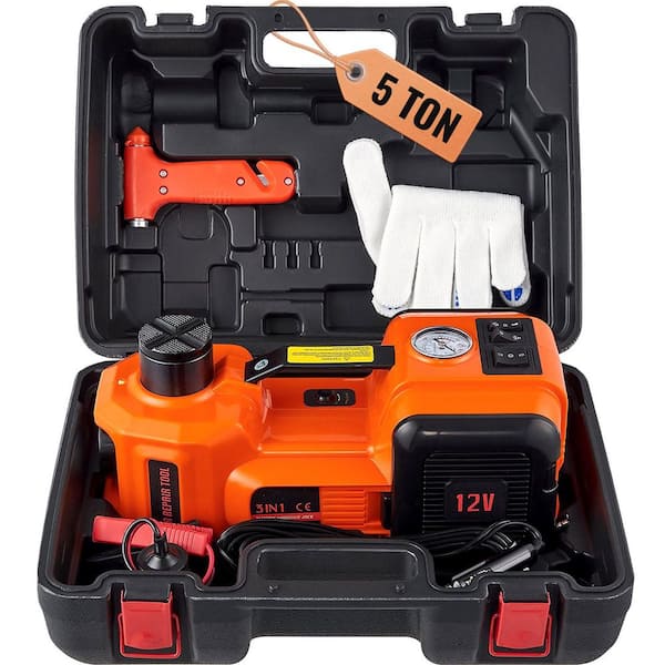 Electric Car Jack, 5 Ton. /11023 lbs. Hydraulic Car Jack, Portable Car Jack Lifting with Built-In Inflatable Pump